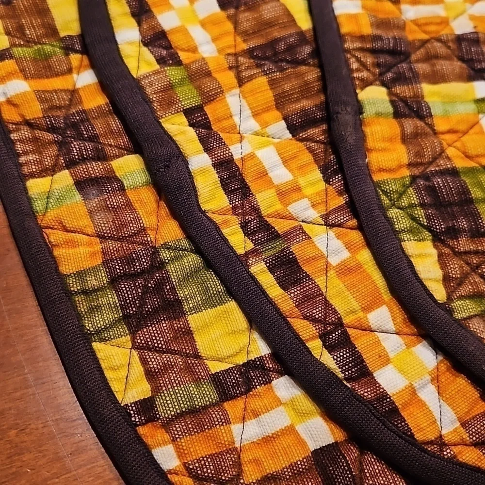 VTG MCM Set of Four Plaid Cloth Quilted Breakfast Camping Placemats
